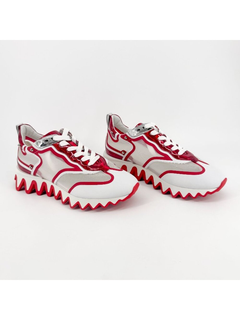 Christian Louboutin Sharkina White Mesh Red Sneakers Size 41 US 11 Women's 6947